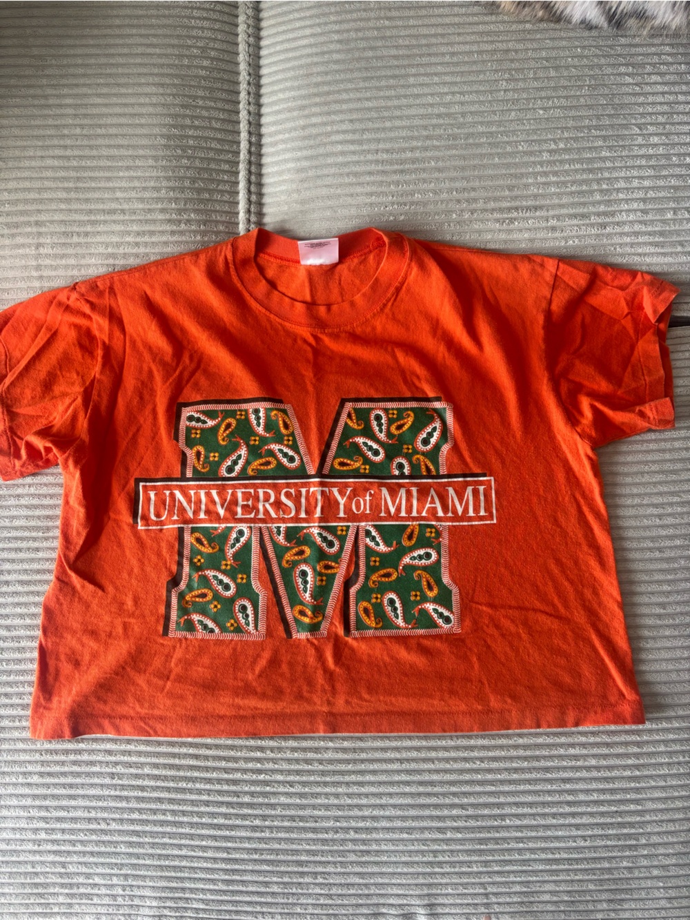 University of Miami Orange Graphic Tee cropped